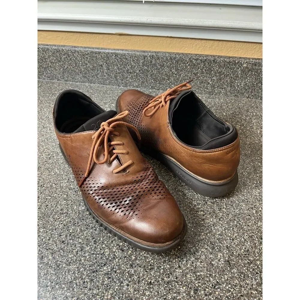 Cole Haan Grand.Os Mens Sz 13M Shoes Brown Leather Casual Comfort Oxford Lace Up